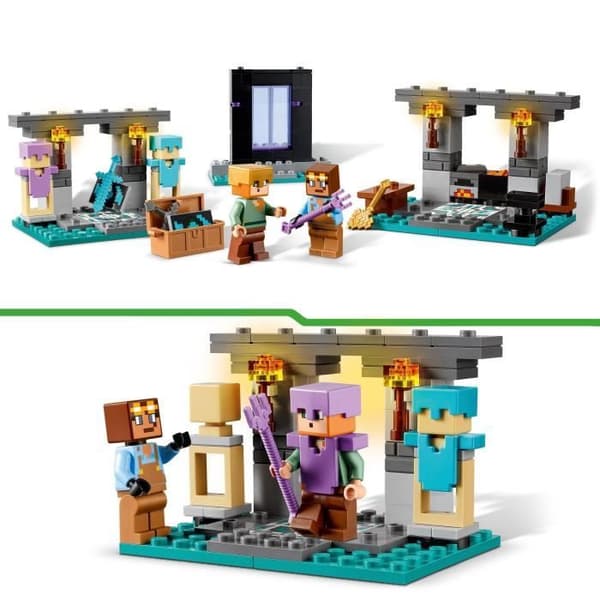 LEGO 21252 Minecraft vapenförråd, leksak med vapensmedja och videospelskaraktärer, Alex minifigur
