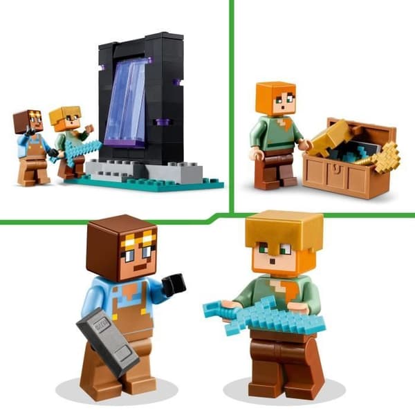 LEGO 21252 Minecraft vapenförråd, leksak med vapensmedja och videospelskaraktärer, Alex minifigur