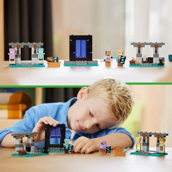 LEGO 21252 Minecraft vapenförråd, leksak med vapensmedja och videospelskaraktärer, Alex minifigur