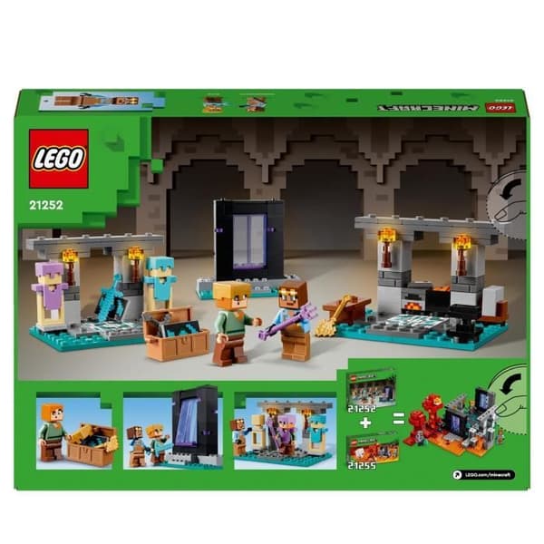 LEGO 21252 Minecraft vapenförråd, leksak med vapensmedja och videospelskaraktärer, Alex minifigur