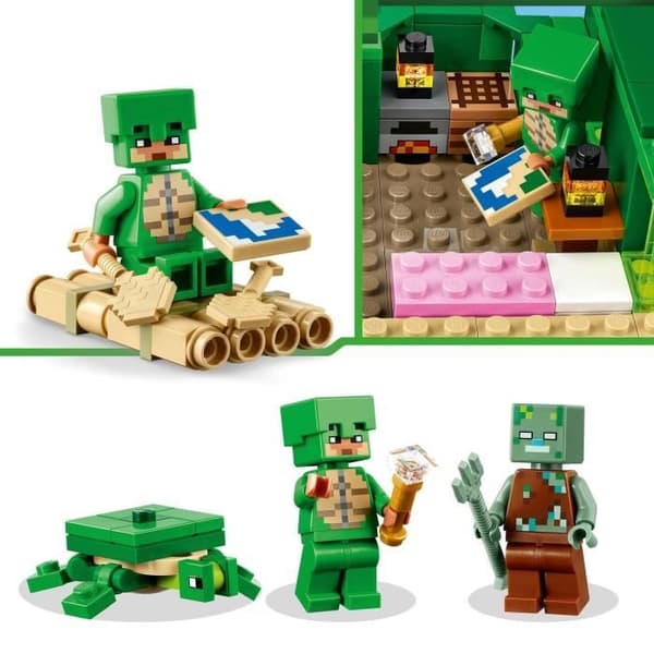 LEGO 21254 Minecraft Turtle Beach House, leksak med tillbehör, minifigurer för videospelkaraktärer