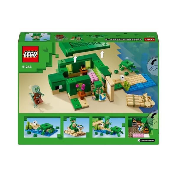 LEGO 21254 Minecraft Turtle Beach House, leksak med tillbehör, minifigurer för videospelkaraktärer