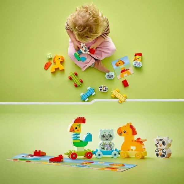 LEGO 10412 DUPLO Mitt första djurtåg, leksak med hjul för barn, kreativa djur att bygga