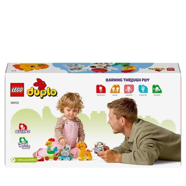 LEGO 10412 DUPLO Mitt första djurtåg, leksak med hjul för barn, kreativa djur att bygga