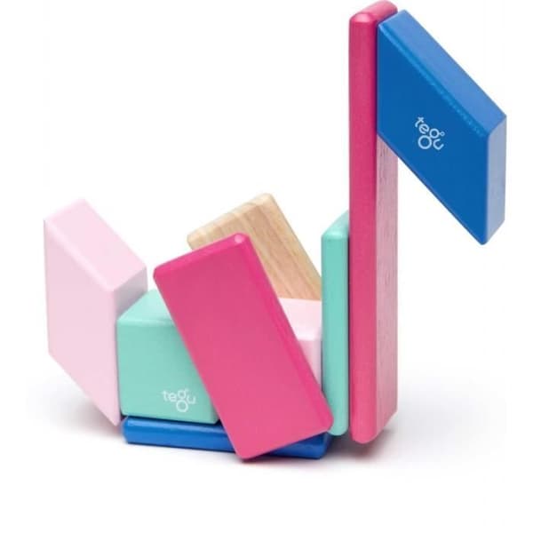 Byggspel - Tegu - Classic Pocket 14 Pieces - Magnetisk trä - Blommande