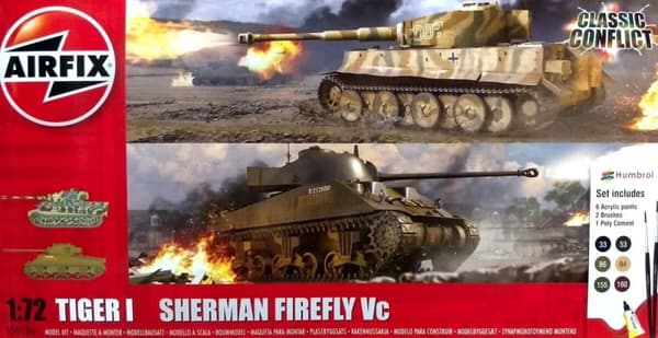 Airfix Classic Conflict Tiger 1 vs Sherman Firefly Vc 1:72 Modelbyggesæt