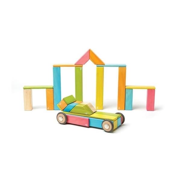 Brädspel för barn - Tegu Classic Pocket 42 Pieces - Pastell - Byggspel