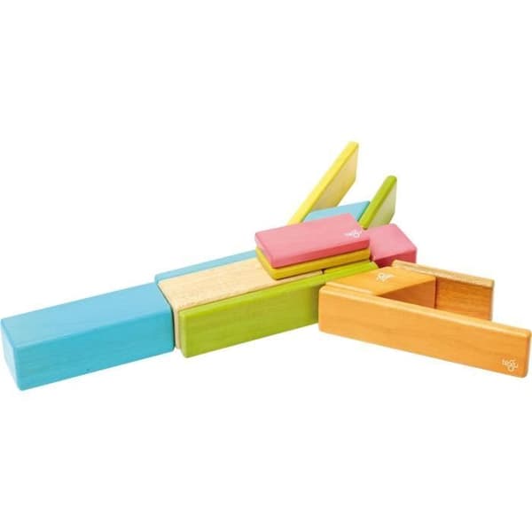 TEGU-toner 14 färgade bitar - Magnetiska träblock - Byggspel