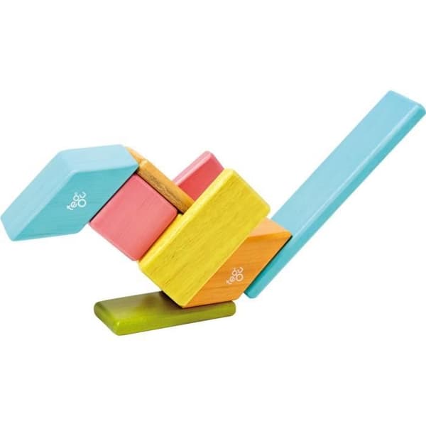 TEGU-toner 14 färgade bitar - Magnetiska träblock - Byggspel