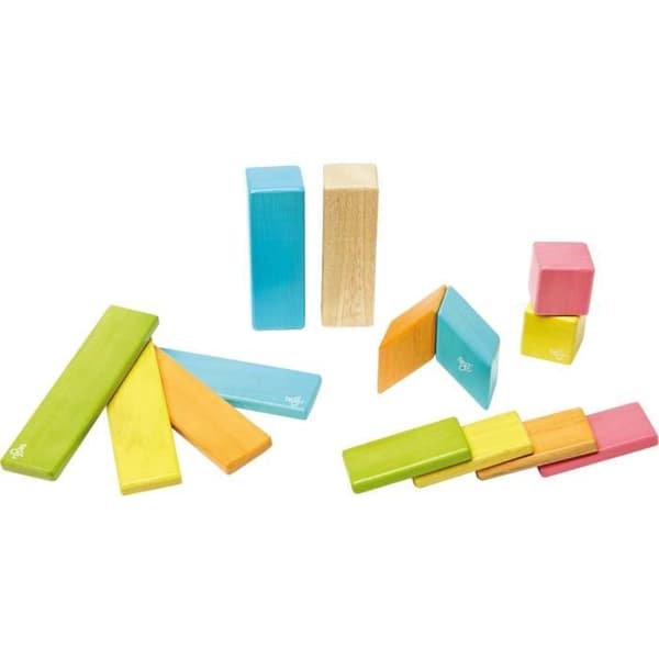 TEGU-toner 14 färgade bitar - Magnetiska träblock - Byggspel