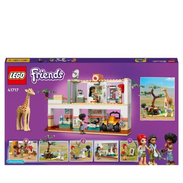 LEGO 41717 Friends Mias vilda räddningscenter, veterinärleksak, med minifigurer av safaridjur, barn 7 år gamla