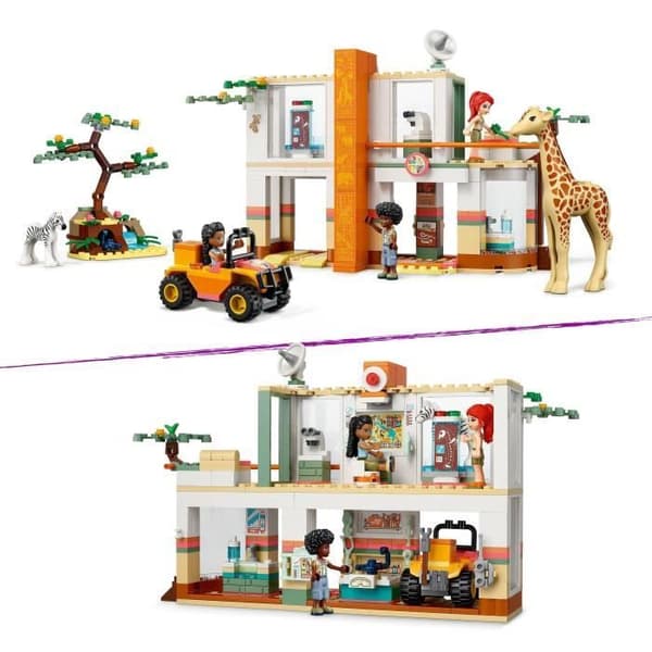 LEGO 41717 Friends Mias vilda räddningscenter, veterinärleksak, med minifigurer av safaridjur, barn 7 år gamla