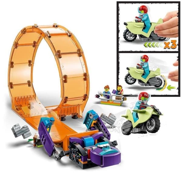 LEGO 60338 City Stuntz The Looping Chimpansee Puncher, Stuntz Stunt-minifigurer, Stunt-motorcykelleksak, barn från 7 år och uppåt