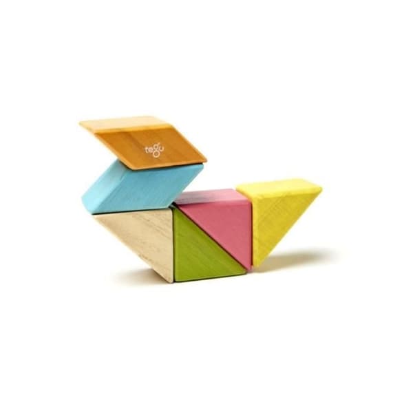 Byggspel - Tegu - Classic Pocket 6 Pieces - Magnetiska träslag - Pastell