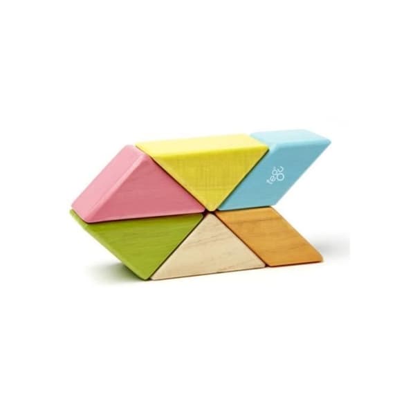 Byggspel - Tegu - Classic Pocket 6 Pieces - Magnetiska träslag - Pastell