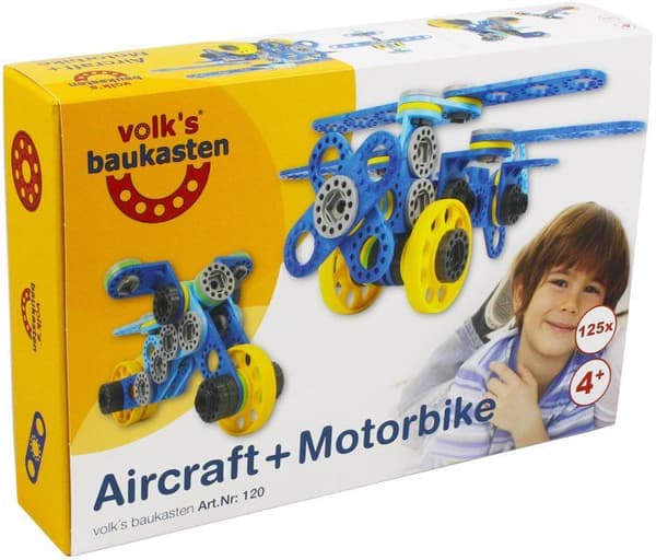 Volk's baukasten - 120 - Volk's - Flygplan + Motorcykel Bygglåda - Flerfärgad