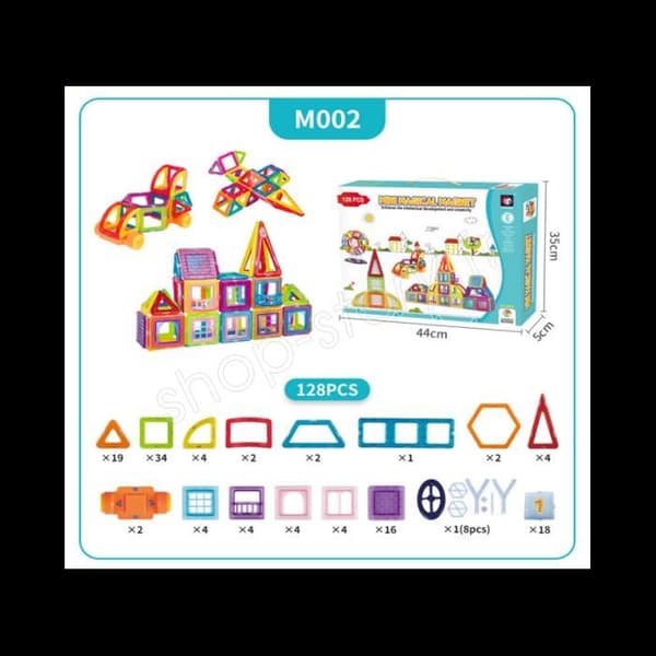 Magnetisk byggsats - SHOP-STORY - MAGNEBLOCS128PCS - 128 delar - Giftfritt - Flerfärgad