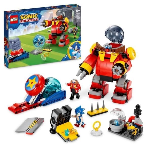 LEGO Sonic the Hedgehog 76993 Sonic vs. Dr. Eggman's Death Egg Robot, barnleksak, med 6 karaktärer