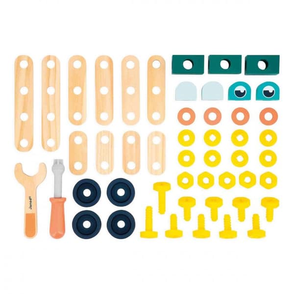 Barrel 50 Pieces Brico'Kids - Byggspel för barn - 48 tillbehör + 2 verktyg - Imitationsspel - Från 3 år
