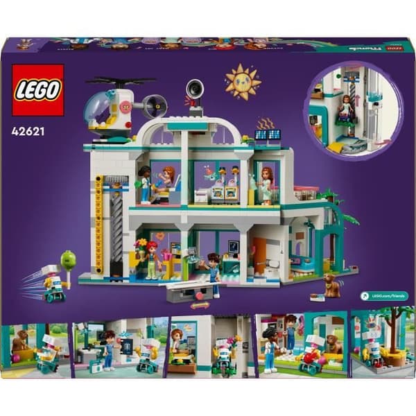 LEGO® 42621 Friends Heartlake City Hospital, leksak med helikopter och minifigurer inklusive hösten och en hund