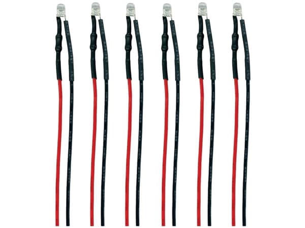 TAMS Elektronik 81-59606-06-C LED Med anslutningskablar Kallvit, Röd 6 st