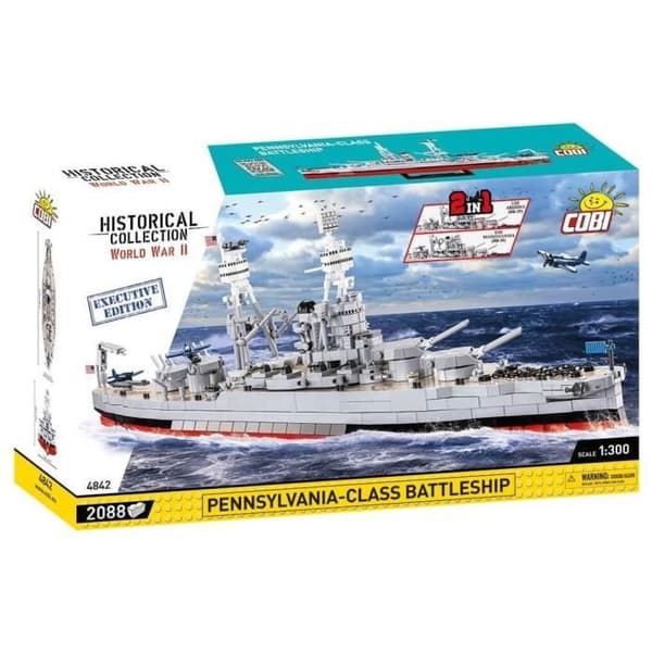COBI 4842 - PENNSYLVANIA-KLASS SLAGSKIP 2in1 USS ARIZONA (BB-39) USS PENNSYLVANIA (BB-38)
