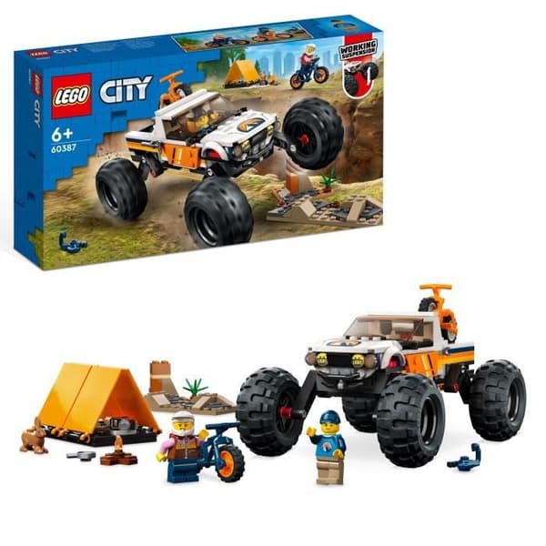 LEGO® City 60387 4x4 terrängäventyr, monstertruckleksak, campingspel