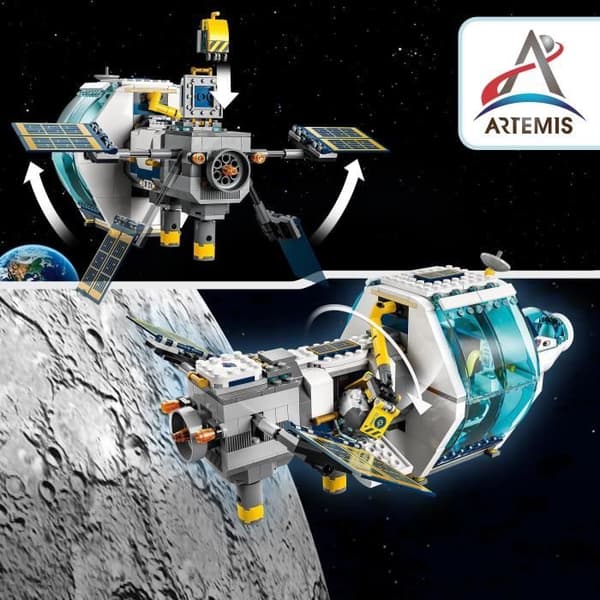 LEGO® 60349 City The Lunar Space Station, NASA-inspirerat rymdleksaksset, med astronauter, barn 6 år gamla