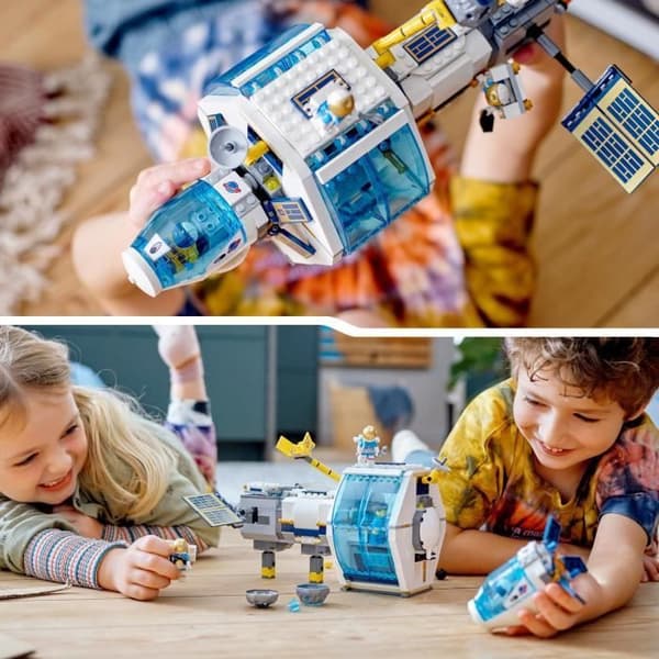 LEGO® 60349 City The Lunar Space Station, NASA-inspirerat rymdleksaksset, med astronauter, barn 6 år gamla