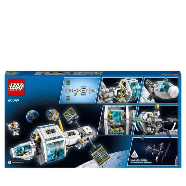 LEGO® 60349 City The Lunar Space Station, NASA-inspirerat rymdleksaksset, med astronauter, barn 6 år gamla