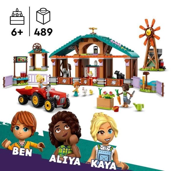 LEGO® 42617 Friends Farm Animal Shelter, Farm Leksak med 3 minifigurer och 5 djur, plus en traktor