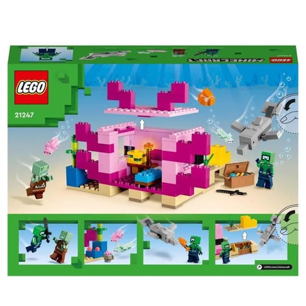 LEGO® Minecraft 21247 Axolotlhuset, leksaker för barn med zombie, delfiner och fiskar