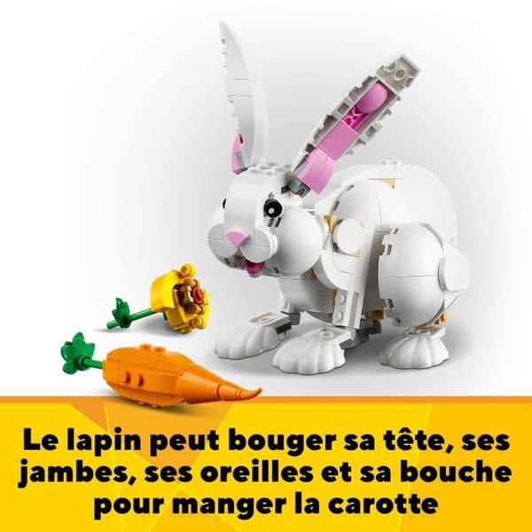 LEGO Creator 3-i-1 31133 Den vita kaninen, med djurfigurer av fisk, säl och papegoja
