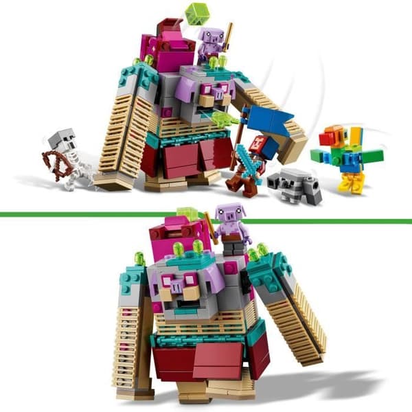 LEGO® 21257 Minecraft Legends Attack of the Devourer, karaktärsbyggande leksak, set med hjälteminifigurer
