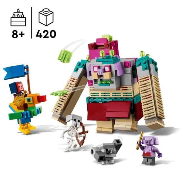 LEGO® 21257 Minecraft Legends Attack of the Devourer, karaktärsbyggande leksak, set med hjälteminifigurer