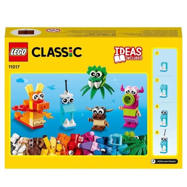 LEGO® 11017 klassiska kreativa monster, låda med klossar, 5 mini-monsterleksaker att bygga, från 4 år och uppåt