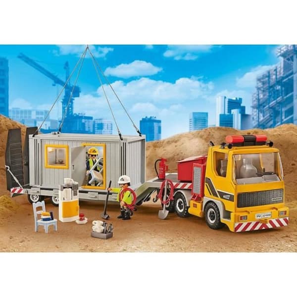 Byggspel - PLAYMOBIL - Lastbil med ombyggd container - Vit - City Action - Plast