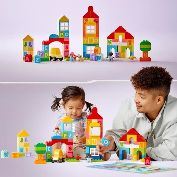 LEGO DUPLO Classic 10935 Alphabet City, pedagogisk leksak, Lär dig färger och bokstäver