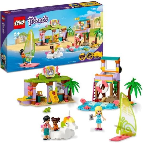 LEGO 41710 Friends Animation och surfing på stranden, leksak med enhörning och sköldpaddsboj, räddningsminifigur, pojkar och flickor från 6 år