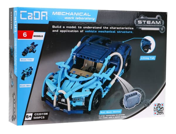 CaDA 509 el tekniska block Set med 6 stuntfordon + Pull-back drive