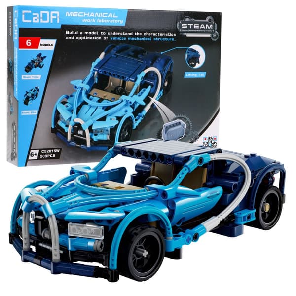 CaDA 509 el tekniska block Set med 6 stuntfordon + Pull-back drive