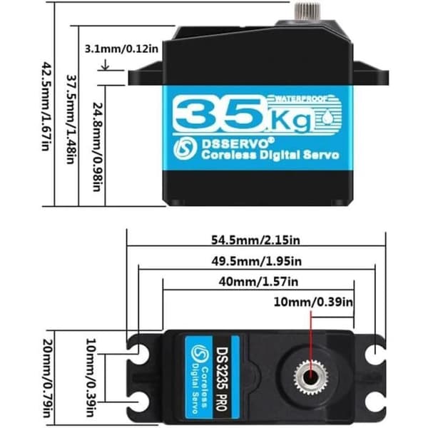 YUNIQUE FRANCE DS3235 PRO 7.4V 35KG Coreless Digital Servo Motor med 18T kamera för 1/10 bilmodell Robotic Truck (180°))