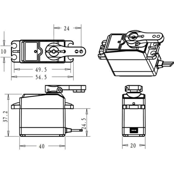 YUNIQUE FRANCE DS3235 PRO 7.4V 35KG Coreless Digital Servo Motor med 18T kamera för 1/10 bilmodell Robotic Truck (180°))