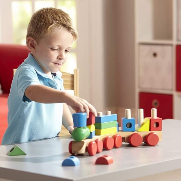 Staplingsleksak av trä - MELISSA &amp; DOUG - Staplingståg - 15 stycken - Blandat