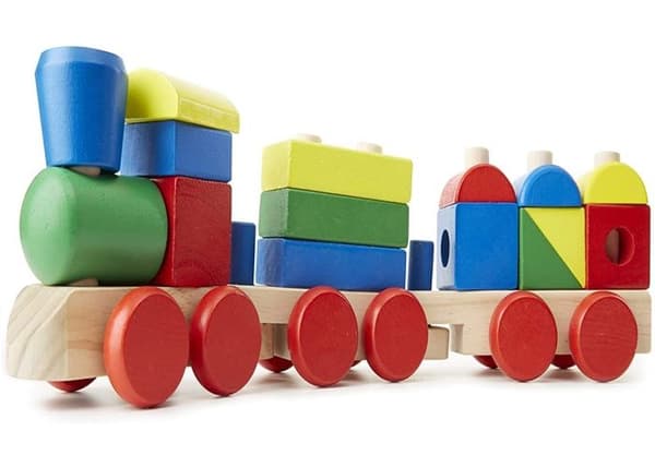 Staplingsleksak av trä - MELISSA & DOUG - Staplingståg - 15 stycken - Blandat