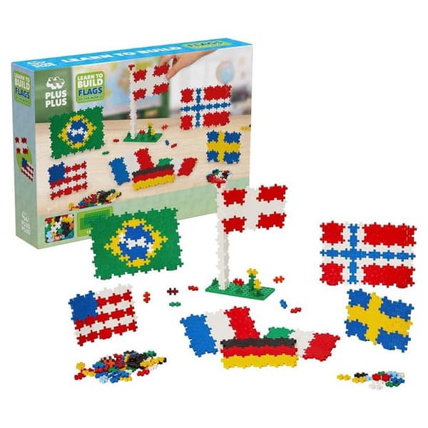 Discovery kit 600 stycken Flags of the world Mini + 2 byggplattor - Plus Plus