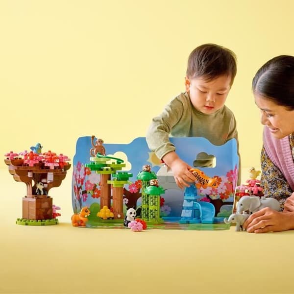 LEGO 10974 DUPLO asiatiska vilda djur, lekmatta, med elefant- och tigerminifigurer, för barn i åldrarna 2-5