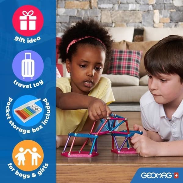 Bygglåda - GEOMAG - Glitterpaneler - 35 delar - Magnetisk - Återvunnen plast