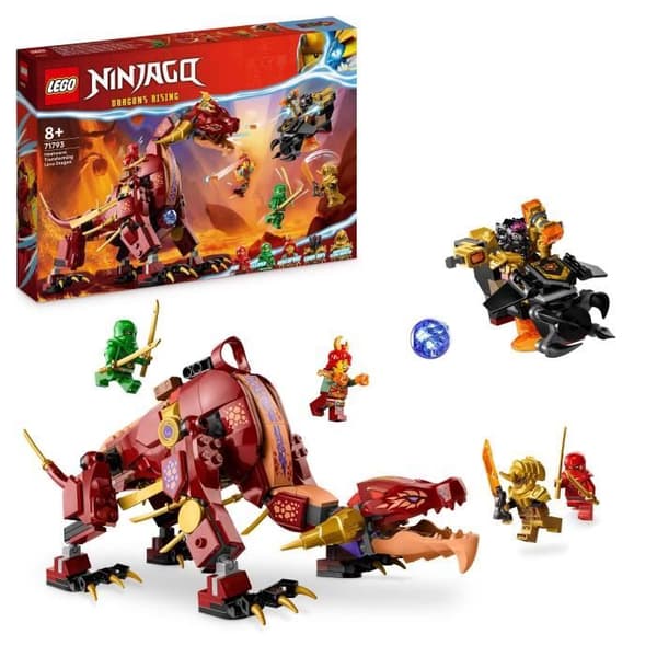LEGO® NINJAGO 71793 Värmeböljans transformerande lavadrake, drakleksak med minifigurer
