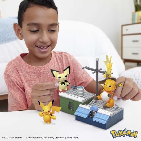 MEGA Pokémon-Pikachu byggset - Box med 3 ledade figurer (160 stycken) för barn HKT23
